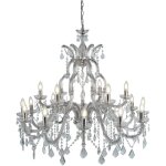 Searchlight - lustre marie therese 18l m�tal chrome avec pampille cristal e14 18x60w max diam�tre 98cm ...