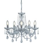 Searchlight - lustre marie therese 5l métal chrome avec pampille cristal e14 5x60w max diamètre 48cm Searchlight - lustre marie therese 5l métal chrome avec pampille cristal e14 5x60w max diamètre 48cm