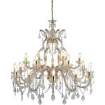 Searchlight - marie therese - 18lt lustre chandelier metal laiton poli avec pampille cristal e14 18x60w ...