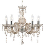 Searchlight - marie therese - 5lt lustre ros� avec gouttes et pampilles, acrylique et verre e14 5x60w ...