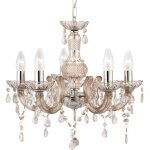 Searchlight - marie therese - 5lt lustre rosé avec gouttes et pampilles, acrylique et verre e14 5x60w ... Searchlight - marie therese - 5lt lustre rosé avec gouttes et pampilles, acrylique et verre e14 5x60w ...