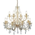 Searchlight - marie therese - lustre en cristal � 12 ampoules au fini laiton poli, e14