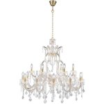 Searchlight - marie therese - 18lt lustre chandelier metal laiton poli avec pampille cristal e14 18x60w ...