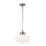 Searchlight - school house - luminaire suspendu à 1 lumière argent satiné, blanc ip44, e27 Searchlight - school house - luminaire suspendu à 1 lumière argent satiné, blanc ip44, e27