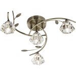 Searchlight - plafonnier sierra - 4l faible hauteur, laiton antique, verre transparent gu10 4x33w maxi ...