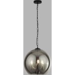 Searchlight sphere suspension boule en verre fum� � 3 lumi�res - chrome noir