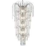 Searchlight - waterfall 13lt lustre fontaine mtal chrome et cristal e14 13x60w max diam 58cm haut 2m64 ...