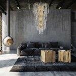 Waterfall 13lt lustre fontaine metal dor et cristal e14 13x40w max diam 58cm haut 2m64