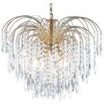Searchlight - waterfall - lustre  5 ampoules or avec cristaux, e14