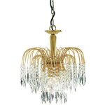 Searchlight - waterfall - lustre en cristal  3 lumires, finition dore, e14