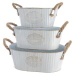 Decoris - seau ovale en zinc avec anse en corde, lot de 3 unit�s