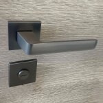Secury - t - poign�es de porte sur rosace canon de fusil / anthracite carr� - mod�le fabrizia � condamnation ...