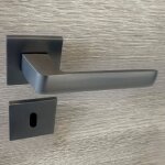 Secury - t - poign�es de porte sur rosace canon de fusil / anthracite carr� - mod�le fabrizia trou de ...