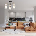 Semi - encastr� � 3 ampoules armand, laiton vieilli, abat - jour en verre