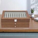 34 position �tui � stylos en bois noyer bo�te de rangement stylos vitrine