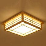 Senderpick - 35x35cm plafonnier japonais, lumi�re led, lampe japonaise en bois massif pour tatami, lumi�re ...