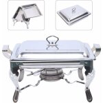 Chauffe - plat chafing dish - en acier inoxydable - 6 l - avec support pour pte combustible - pour restaurati ...