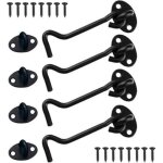 Serbia - noir)verrou porte coulissante 4 pi�ces, crochet cabin 4 inch, acier inoxydable porte loquet, ...