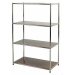 �tag�re m�tallique chrom�e 4 tablettes marron ? dimensions 40x80xh120 cm ? structure en acier r�sistante ...
