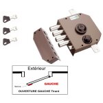 Serrure 3 points mottura 630 a2p1 etoile marron agr assurances avec 3 cls a pompe incrochetables gauche ...