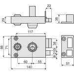Jpm - serrure en applique horizontale  fouillot - pne dormant et demi - tour - a cylindre rond - vega ...