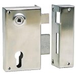Serrure en applique verticale � fouillot inox - p�ne dormant et demi - tour - a cylindre europ�en - 729 ...