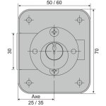 Serrure � cylindre laiton � 5 goupilles l28mm �23mm. coffre acier noir 60x70. axe � 35mm livr� avec rosace ...