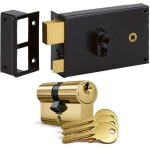 Serrure horizontale � fouillot main gauche acier profil europ�en noir 3 cl�s en applique metalux