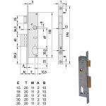 Serrure d'insertion pour montants all 44221 - 15 - 0 cisa
