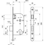 Serrure � larder � p�ne magn�tique coffre de 145 mm entraxe 70 axe 50 mm carr� de 7 mm r�versible avec ...