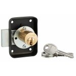 Thirard - serrure de meuble en applique pour porte d'ameublement, droite, axe 25mm, 70x50mm, noir, 3 ...