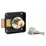 Thirard - serrure de meuble en applique pour porte d'ameublement, droite, axe 40mm, 70x70mm, noir, 3 ...