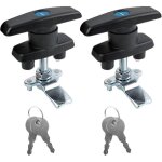 Serrure de meuble en deux parties, serrure de porte d'armoire avec poign�e en t noire, 2 cl�s incluses, ...