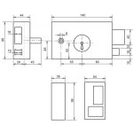 Serrure de portail en applique horizontale � fouillot � gorges 925 main droite - cylindre 45 mm - m�talux ...