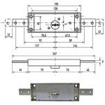 Serrure pour volets roulants 2 points de verrouillage, ouverture � droite, diam�tre 1600, puissance