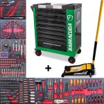 Servante d'atelier - barracuda tools - rock pro + - 8 tiroirs - cric hydraulique 4t - acier vert