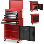 Servante d'atelier avec coffre amovible, coffre � outils roulant avec 5 tiroirs / armoire r�glable, pour ...