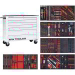 Servante d'atelier compl�te large, blanche xl 514 outils mw tools mwe512g3w