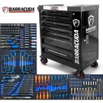 Servante d'atelier roulante 7 tiroirs ? 246 outils inclus ? acier noir ? roulettes frein�es pour stabilit� ...