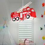 Service d'incendie voiture suspendue lumi�re rouge pendule lampe enfants salle de jeux �clairage globo ...
