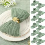 Serviettes en tissu gaze, vert, 50 x 50 cm, serviettes de table pliss�s, serviettes polyvalentes, pour ...