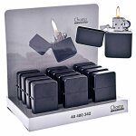 Set 12 briquets � essence et � p�trole noir mat conf. en bo�te