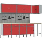 Set de 12 pi�ces de bureau et panneau perfor� rouge mdf et m�tal vidaxl