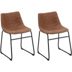 Set 2 chaises r�tro tapiss�es en tissu marron avec pieds en acier noir id�ales pour salle � manger vintage ...