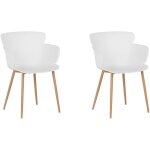 Set de 2 chaises de salle  manger en plastique blanc avec pieds en mtal effet bois clair design moderne ...