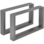 Set de 2 pieds de meuble makers rectangulaires pour table basse gris acier 64 x 40 cm [en. casa]