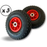 Kibros - set de 2 roues gonflables pneumatiques  260 mm 75 mm axe alsage 16 mm 85 mm - lot de 3 - jante ...