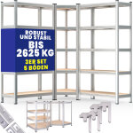 Set de 3 étagères charge lourde 5 niveaux Étagère métallique modulable 2625kg Étagère d'angle garage ... Set de 3 étagères charge lourde 5 niveaux Étagère métallique modulable 2625kg Étagère d'angle garage ...