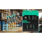 Set 3 pinces : universelle 180mm, diagonale 160mm, bec droit 200mm
