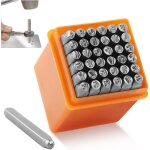 Set de 37 tampons � frapper lettres et chiffres 3mm ? acier trait� pour m�taux et plastiques ? coffret ...